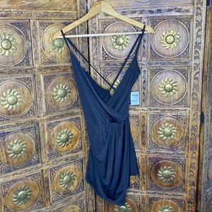 Charlotte Russe XS Black Romper Satin-Feel